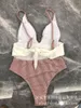 Costumi da bagno da donna 021Costume da bagno da spiaggia Costume da bagno intero a righe Bikini con scollo a V profondo Bikini da donna Monokini Costume da bagno con stampa vintage