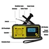 Радио Солнечная энергия Карманная рукоятка Динамо Зарядное устройство для телефона Сирена Оповещение Лампа для чтения Фонарик Наушники Typec Charge ЖК-дисплей Радио