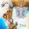 Pendant Necklaces Luxury Female Heart Butterfly Necklace Gold Silver Color Chain Charm White Zircon Wedding For Women