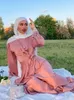 Vêtements ethniques Ramadan Eid Mubarak Satin Abaya Dubaï Turquie Islam Prière Vêtements Pour Femmes Musulman Longue Robe Modeste Robe Musulmane Femme