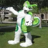 2018 High quality Custom Green Husky Fursuit Dog Fox Mascot Costume Animal Suit Halloween Christmas Birthday Full Body Props Costu264D