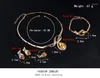 Ketting Oorbellen Set 2023 Vrouwen Mode Vintage Bamboe Ketting Kristallen Kettingen Armband Verstelbare Ring Vrouwelijke Huwelijkscadeau