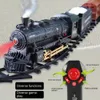 Electric/RC Track Symulacja Pociąg zdalny sterowanie retro para elektryczna stepowa prędkość sterowanie zdalnym paleniem pociągiem zabawki 230629