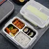Lunch Boxes Bags ONEUP stainless steel Lunch box Eco-friendly Wheat Straw Food container with cutlery Bento Box With Compartments Microwavable SH190928 Z230630