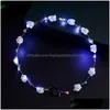 Decoraciones navideñas Holiday Flashing Led Hairbands Strings Glow Flower Crown Headbands Light Birthday Party Garland Drop Delivery Dhvn8