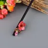 Pinces à cheveux chinois ancien bâton en bois pour Cheongsam Hanfu bijoux accessoires élégant délicat couleur glaçure fleur