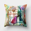 Cushion/Decorative Creative Color Painting Flowers Birds Cover Art Life Home Decoration Sofa Office Chair Lumbar Cushion Cover R230630