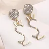 2023 New Y Letter Full Diamond stud earrings Long Vintage Drop Earring For Women Luxury Designer Studs Jewelry Women S925 Silver superka