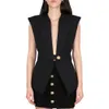 BA031 Vests Women Spring Summer Black Turn-down Collar Button Sleeveless Suit Vest Tops Trendy Versatile Casual Slim Female Clothes