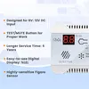 Détecteur de propane 12V capteur de gaz naturel alarme de fuite 85DB sirène pour voiture RV maison testeur numérique mètre (blanc)