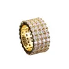 13mm storlek 612 4 rader tennisring koppar guld silver kubik zirkon isade ut ringar hiphop smycken2366226