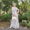 Etnik Giyim Pileli Abaya Tesettür Müslüman Elbise Türkiye Şifon Baskı Mantar Abayas Kadınlar için Dubai Abiye İslami Elbiseler Kaftan Robe Vestidos 230629