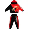 Kledingsets Boy Hooded Tracksuit Deset Kids Cotton Sequins Stars Tops broek 2 stks Springautumn Sport Suit 6 8 10 12 14 jaar