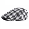 Cotton Spring Autumn Fashion Joker Plaid Newsboy Caps Flat Peaked Cap Men and Women Painter Beret Hats 64