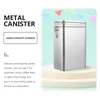 Storage Bottles Candy Container With Lids Tinplate Tank Water Barrel 19X12X8CM Flour Canister Silver Sealing Sealed
