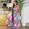 Dwuczęściowa sukienka CM.Yaya Plaid Print Kobiety Big Swing Cape Ball Stun