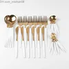 Set di stoviglie 30 pezzi Stoviglie complete Set di posate in acciaio inossidabile multicolore Set di posate per torta di frutta Forchetta Cucchiaio da dessert Coltello Utensile da cucina el domestico 210804 Z230630