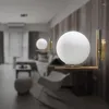 Wall Lamp Golden Milk White Glass Ball LED E27 Light 12W AC85-265V For Living Room Wandlamp Bedside Sconce Fixture