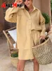 Women s Tracksuits Summer Suit Shirt and Shorts Long Sleeve Top Oversize Two piece Set Loose Cotton Linen for Women Outfits 2023 230629