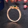 Кольца-кластеры 14-каратного розового золота Изумрудное кольцо для женщин Обручальные кольца Зеленые украшения Драгоценный камень Женские украшения