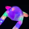 LED Işık up Peluş Hareketli Tavşan Şapka Komik Parlayan ve Kulak Hareketli Tavşan Şapka Kap Kadın Kızlar için Cosplay Noel Partisi Tatil Şapka JN30