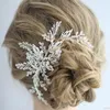 Fermagli per capelli SLBRIDAL fatti a mano colore argento cristallo strass gioielli da donna fermagli per capelli accessori per copricapo da sposa