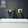 Badkamer Wastafel Kranen Elegante Waterval Kraan Plank Wastafel Water Mengkraan Geborsteld Goud Zwart Wandmontage Messing El Wastafel