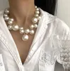 Choker Big Pearls Beads Collier Choke pour les femmes Colliers courts Clavicule Bijoux