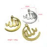 Klistermärken 60st Metal Twocolor Allah Charm Pendant för DIY -armband, halsband, örhängeanslutningstillbehör som gör grossistzinklegering