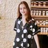 Damesnachtkleding Lente Zomer Nachtkleding Zwart Nachthemd Satijn Zijde Damesbadjas Polka dot Dames nachtjapon Wit M L XL Decoratie