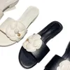 Slippers Designer Camellia Flower Women 2021 Sandalias Summer Lazy Shoes Ladies INS Low Heels Metal Floral Slies Mujer9048695