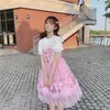 Vestidos Casuais Aluno Japonês Vestido Sweet Lolita Renda Vintage Laço Estampado Bonito Vitoriano Cintura Alta Gótico Jsk Kawaii Girl