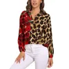 Blusas Femininas Florais Leopardo Blusa Solta Estampa Rosas Vermelhas Casual Oversized Feminino Manga Longa Camisa Moderna Outono Top Personalizado