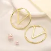 Luxury Brand Designers Letters Hoops Earring Stud Real Gold Plated Copper Brass With Steel Seal Round Geometric Famous Women Earrings Jewerlry Birthday Gifts