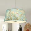 Hängslampor American Fabric Blue Flower Branch Lights vardagsrum sovrum lampa mat pastoral stil medelhavs