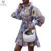 Robes décontractées Vazn 2023 Top Quality Retro Print Murffon Daily Young Sautportés Nature Shirt Robe Fond Femmes A-Line Short