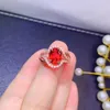 Cluster Rings Fine Jewelry 925 Sterling Silver Inset With Natural Gemstone Women's Luxury Red Topaz Adjustable Ring Support Detection