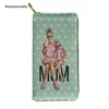 Portefeuilles Nopersonality Polka Super Mom Print Kerst Cute Mama Leather Clutch Handtas Lange vrouwelijke dameshouders