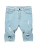 Men s Jeans Summer Ripped Shorts Men Hip Hop Denim Pants Stretch Light blue Fashion Design Slim Straight Male Short Hombre 230629