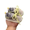 Chaussures de sport unisexe bébé toile baskets semelle souple anti-dérapant né avec lacet pour premier marcheur 0-18M