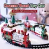 Electric/RC Track Christmas Rail Car Intellektuell utveckling med ljus och ljud Små tåg Smidiga runda kanter Barn Tåg Toys No Burrs 230629