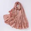 Halsdukar chiffong hijab halsduk kvinnor glänsande konstgjorda diamanter huvudduk fast färg av macaron 175 70 cm foulard kvinnlig handgjorda diy