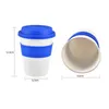 Tazza da viaggio da 400 ml con coperchio in silicone Tazza da tè riutilizzabile con isolamento termico Tazza da caffè in plastica PP anticaduta con accessori da cucina antiscivolo