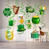 Party Decoration 1Set St. Patrick's Day Theme Spiral Pendant Flag Props