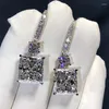 Stud Earrings 2023 Set 18k Bright Cut White Gold Diamond Ladies Heavy Industry Type To Create A Cute Style Romantic Luxury