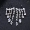 Necklace Earrings Set JANeKELLY Water Drop Full Mirco Paved Micro Zirconia Women Bridal Dress Wedding Everyday Earring Fashion Jewelry