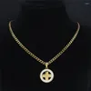 Pendant Necklaces Stainless Steel Shell Cross Chain Women/Men Gold Color Catholic Statement Necklace Jewelry Collier NXHYB213S08
