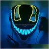 Maschere per feste Led Maschera di Halloween Bagliore luminoso nel buio Maschere Cosplay 14 colori Drop Delivery Giardino domestico Forniture festive Dhcgu