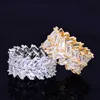 Cluster Rings Bubble Letter Iced Out for Men Baguette Couples Real Gold Plated Hip Hop Jewelry Trend 230620