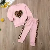 Ensembles de vêtements 1 5 ans automne hiver enfant en bas âge enfants bébé filles vêtements survêtement rose à manches longues léopard hauts pantalons tenues 230630